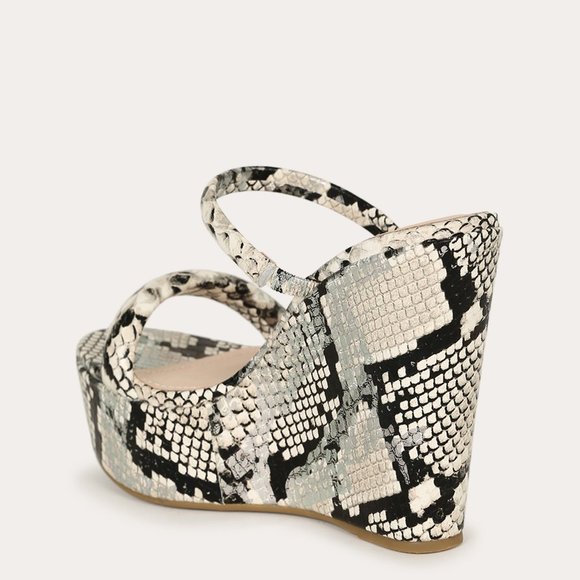 NEW๐ฅ Snake Dual Strap Platform Wedge Heel Sandals - Picture 5 of 6